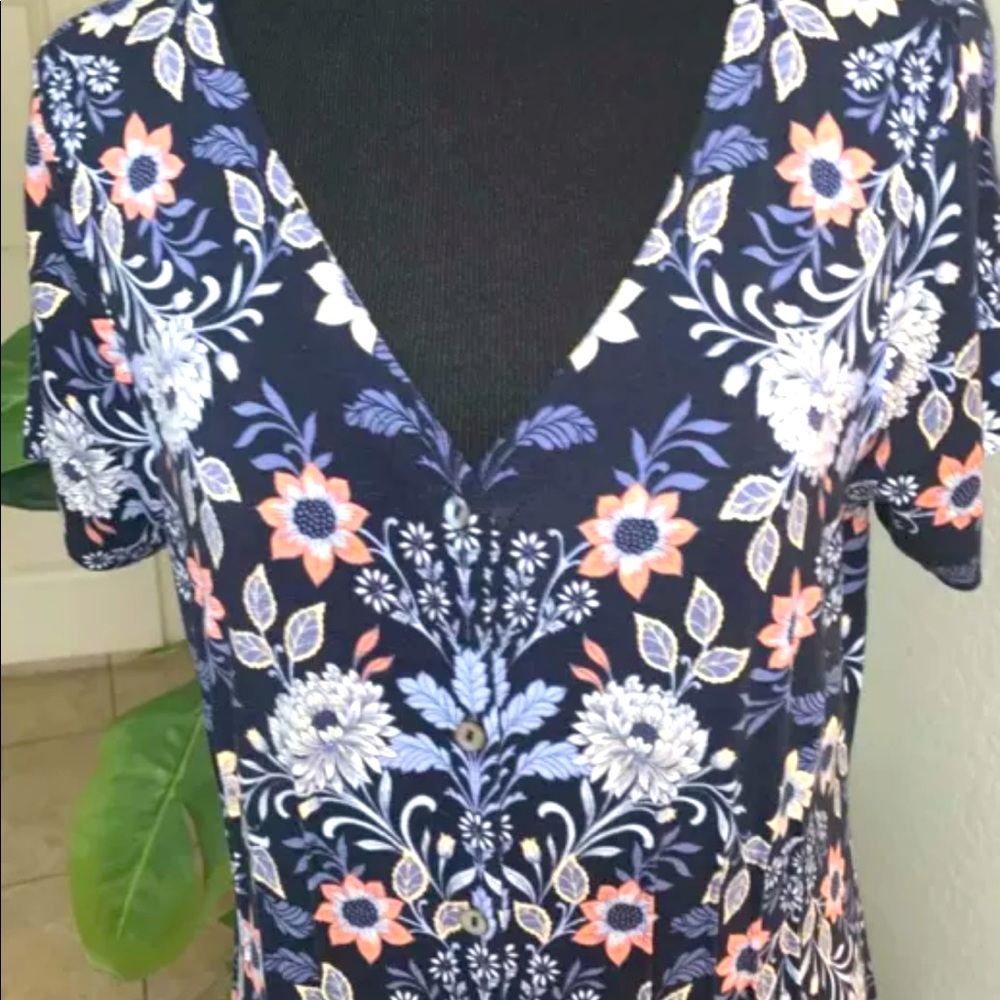 J JILL dress blue floral Summer NEW Med